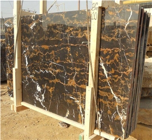 Black and Gold Marble Slabs, Pakistan Black Marble