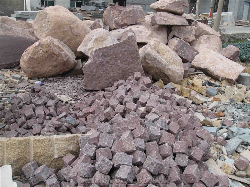 DY Red, Red Granite Cobble, Pavers