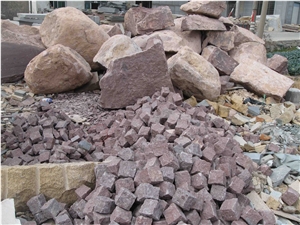 DY Red, Red Granite Cobble, Pavers