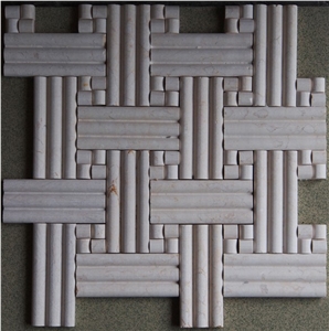 3d Stone Mosaic Marble Mosaic Tile, Crema Marfil Beige Marble Mosaic