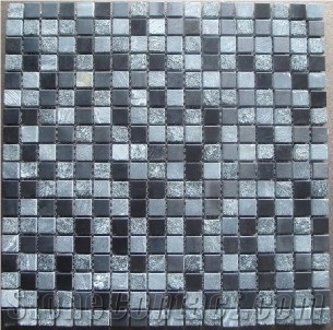 Stone with Metal Mosaic Tiles