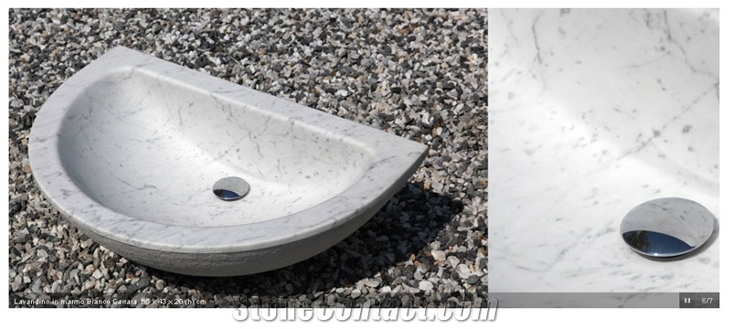 Sink in Bianco Carrara, Bianco Carrara White Marble Sink