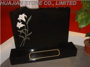 Black Upright Headstone, Shanxi Black Granite Headstone