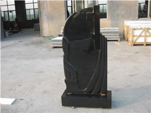 Cross Headstone, Shanxi Black Granite Headstone
