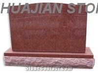 Granite Headstones With Carving Trees, Shidao Red Granite Headstones