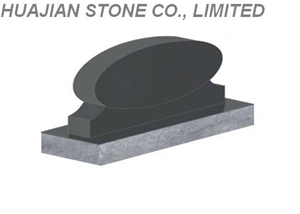 Oval Top Headstone, Shanxi Black Granite Headstone