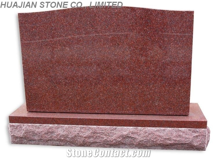 Serp Top Granite Headstone, Red Granite Headstone