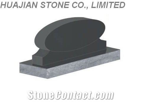 Serp Top Headstone, Shanxi Black Granite Headstone