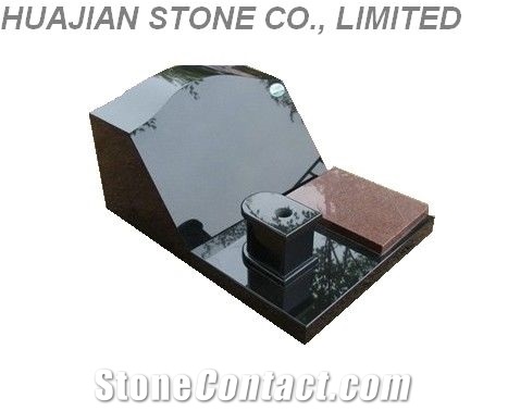 Serp Top Headstone, Shanxi Black Granite Headstone