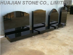 Simple Upright Headstone, Shanxi Black Granite Headstone