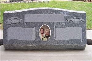 Slant Double Monument, Grey Granite Slant Grave