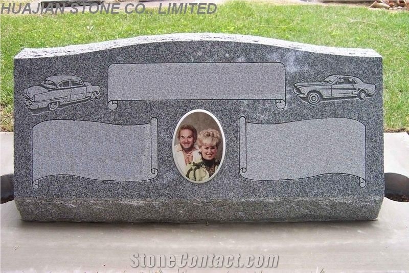 Slant Double Monument, Grey Granite Slant Grave from China