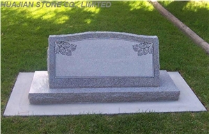 Slant Grave Markers, Grey Granite Monument, Tombstone