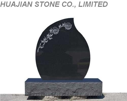 Tear Drop Style Monument, Black Granite Monument
