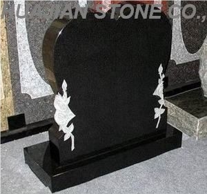 Upright Black Tombstone, Sh ,ong Black Granite Tombstone