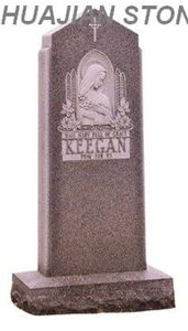 Upright Slant Markers, Grey Granite Monument, Tombstone