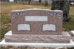 Upright Slant Markers, Grey Granite Monument, Tombstone