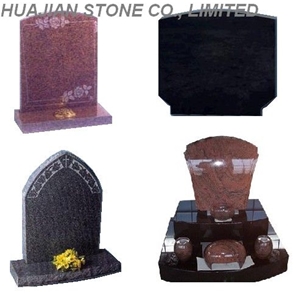 Sh ,ong Red Granite Upright Tombstone