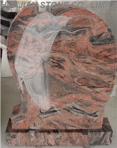 Multi Colored Granite Upright Tombstone