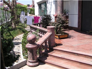 Multicolor Red Balustrade and Railings, China Multicolor Red Granite Balustrade