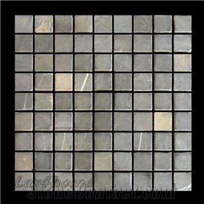 Maluku Black Marble Mosaic, Maluku Black Grey Marble Mosaic