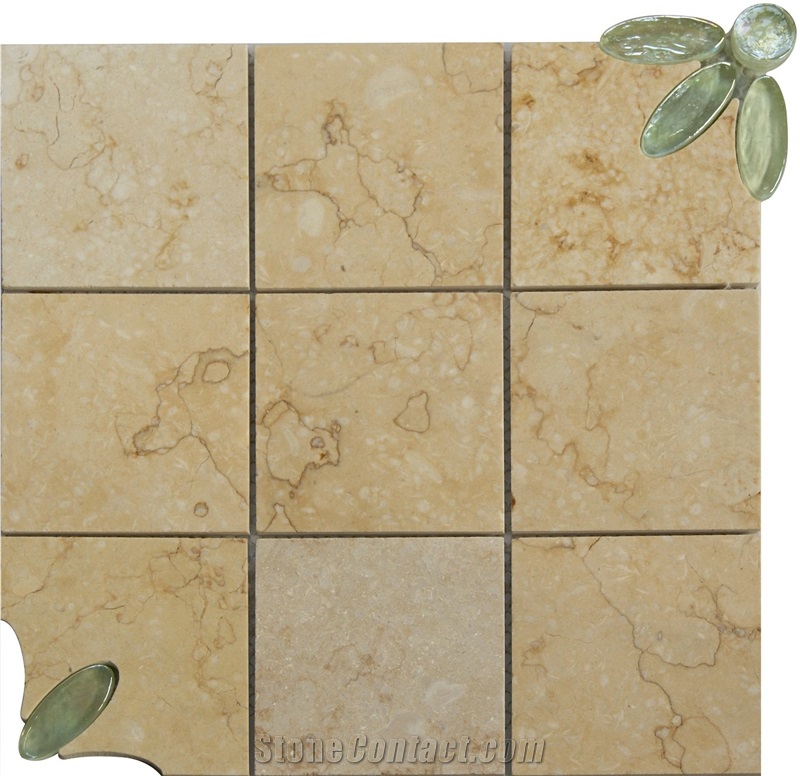 Crystal Glass Mosaic Mix Stones, Beige Marble Glass Mosaic