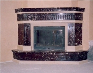 Rosa Levanto Red Marble Fireplace