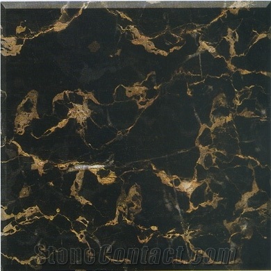 China Golden Black Marble Tile, Black Marble Stone Tile Slab for Wall