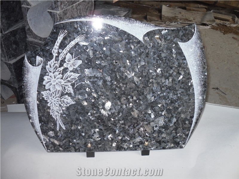 Engraved Single Silver Pearl Granite Memorials Monuments