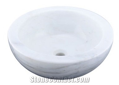 Artificial Wash Basin Stone, White Marble Wash Basin