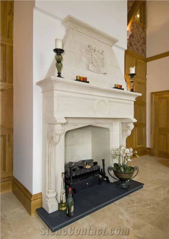 Bespoke Stone Fireplace, Beige Limestone Fireplace from United Kingdom