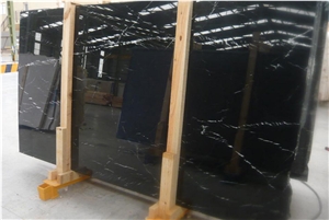 Nero Marquina Marble Slabs, Spain Black Marble