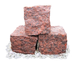 Pick Vanga Red Granite Cube Stone, Split Face, Vanga Ret Red Granite Cube Stone