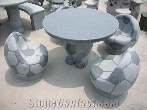 Black Granite Table Bench Chairs