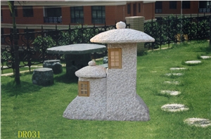 Chinese Garden Stone Lantern, Grey Granite Lantern