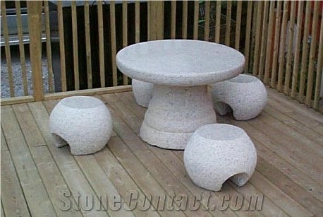 Granite Stone Table & Bench Chairs Marble Table &, White Granite Bench