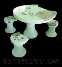 Granite Stone Table Bench Chairs, White Granite Bench