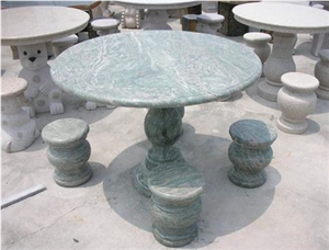 Granite Stone Table Bench Chairs, Green Granite Bench