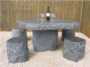 Grey Granite Table & Bench