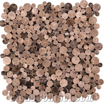 Marble Mosaics Penny Round Series, Brown Marble Mosaics