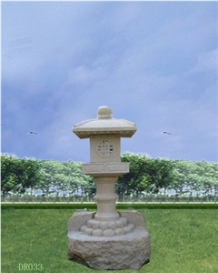 Outdoor Garden Stone Lantern, Beige Granite Lantern