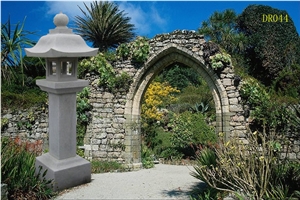 Outdoor Stone Yard Lantern, Grey Granite Lantern