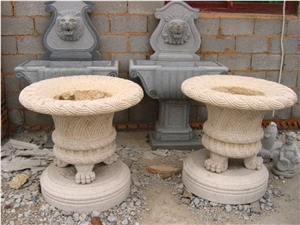 Stone Flower Pot Yellow Granite
