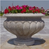Stone Flower Pot Yard Planter Garden Pot, Grey Granite Flower Pot