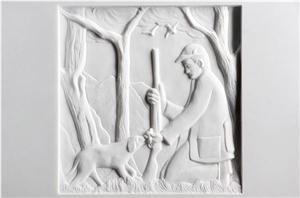 Funerary Art Relief, Bianco Carrara White Marble Relief