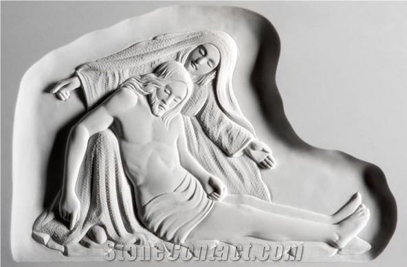 Funerary Art Relief, Bianco Carrara White Marble Relief
