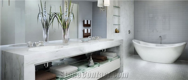 Bianco Carrara Bath Top, Bianco Carrara White Marble Bath Top