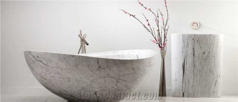 Paonazetto Bianco White Marble Bath Tub