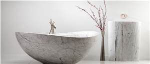 Paonazetto Bianco White Marble Bath Tub