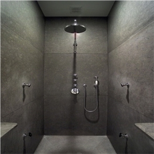 Azul Valverde Bathroom, Azul Valverde Grey Limestone Bath Design